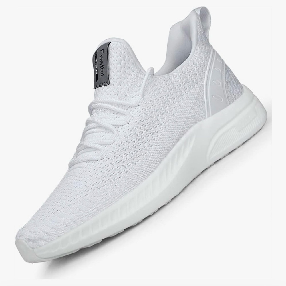 Feethit Men’s White Slip-On Walking Shoes - Running Sneakers – Pre-Owned